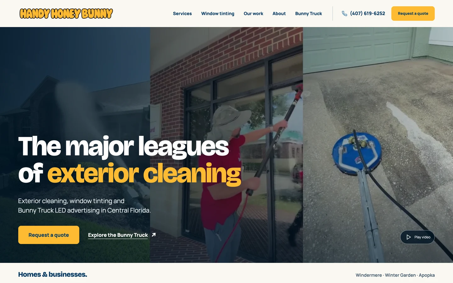 Handy Honey Bunny property-services website redesigned by Studio Legado
