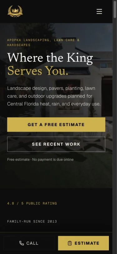 King Kutz Landscaping phone website design