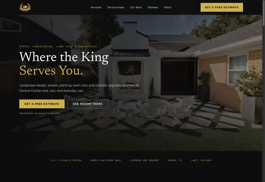 King Kutz Landscaping website design