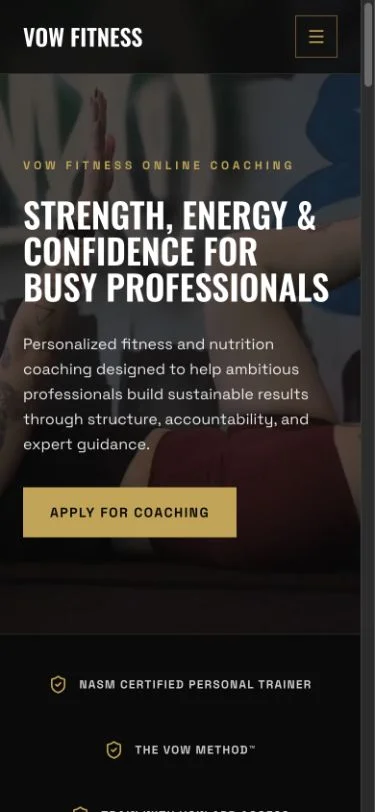 VOW Wellness phone website design