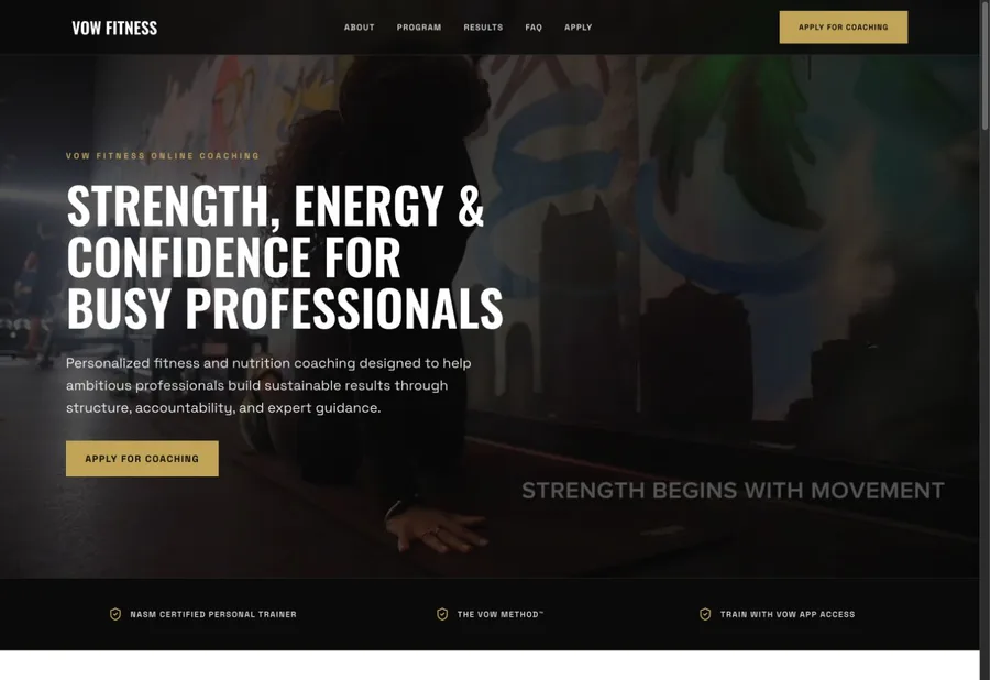 VOW Wellness website preview